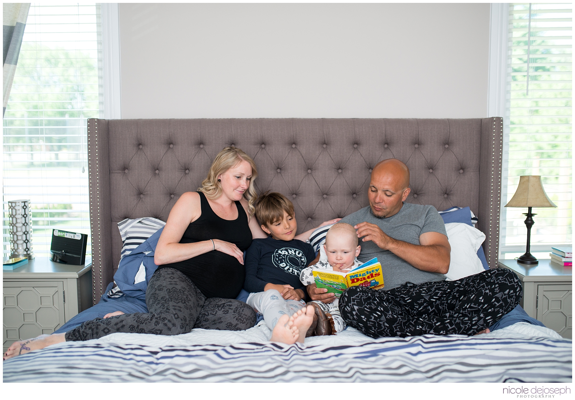 Britanie and Grayson's quiet days together before the new babe arrives. In home lifestyle maternity photographer. Nicole DeJoseph Photography; Chatham, Ontario wedding and lifestyle photographer.