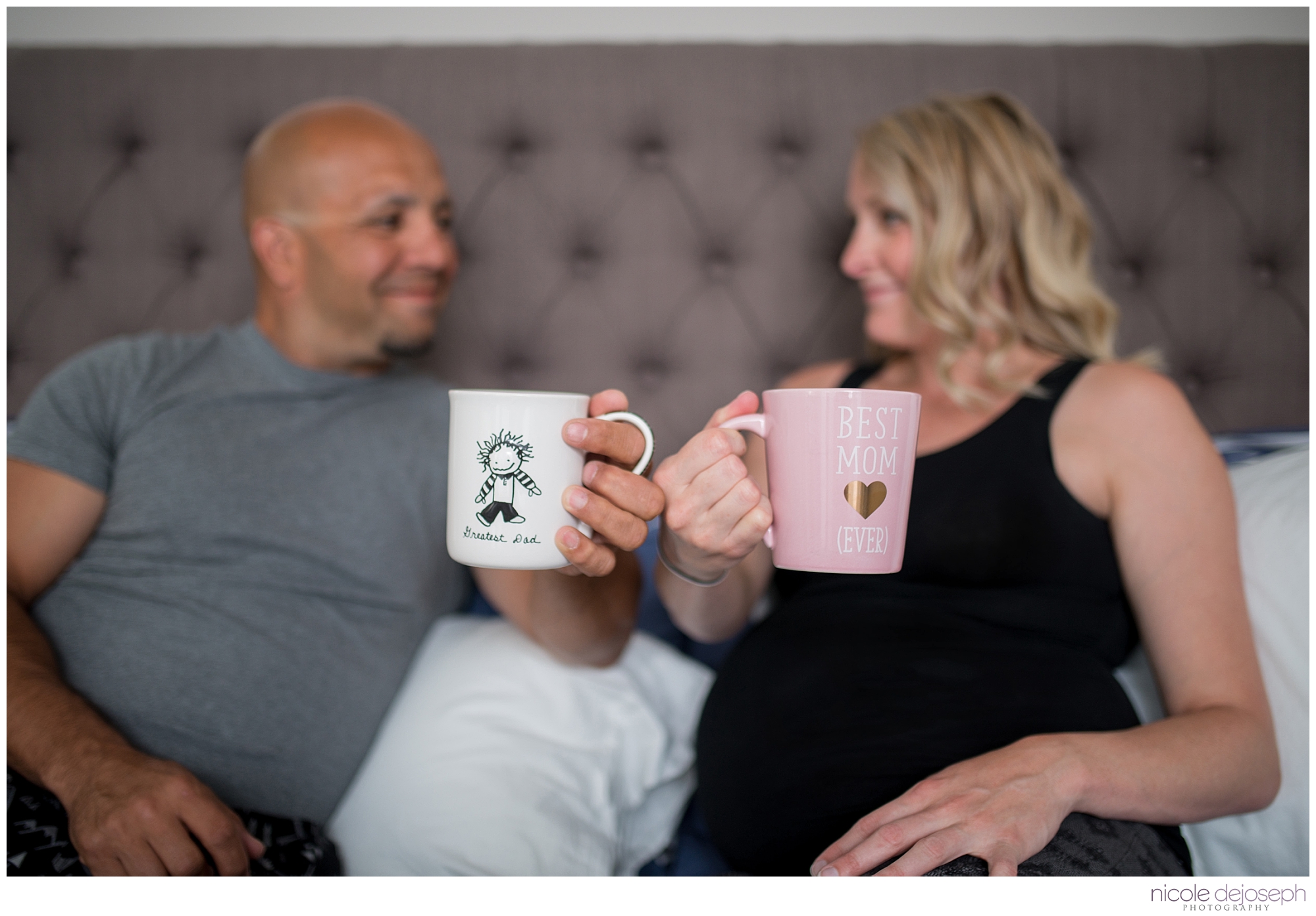 Britanie and Grayson's quiet days together before the new babe arrives. In home lifestyle maternity photographer. Nicole DeJoseph Photography; Chatham, Ontario wedding and lifestyle photographer.