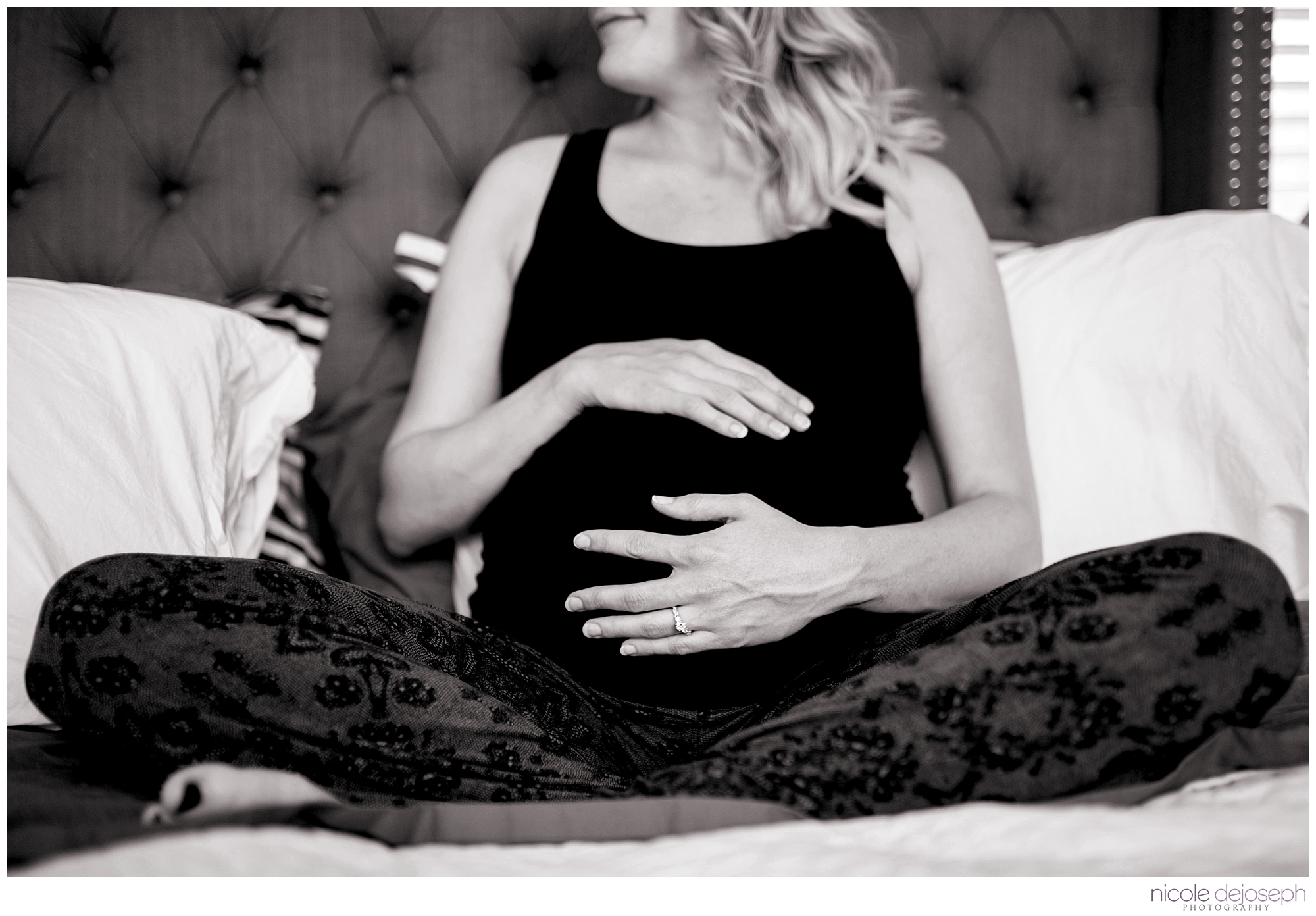 Britanie and Grayson's quiet days together before the new babe arrives. In home lifestyle maternity photographer. Nicole DeJoseph Photography; Chatham, Ontario wedding and lifestyle photographer.