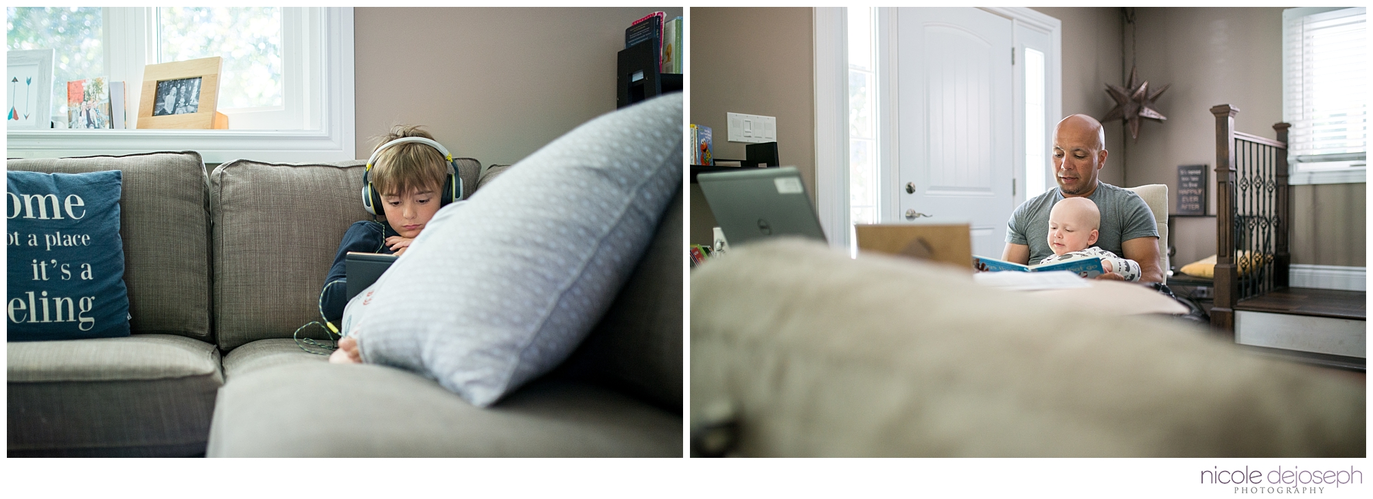 Britanie and Grayson's quiet days together before the new babe arrives. In home lifestyle maternity photographer. Nicole DeJoseph Photography; Chatham, Ontario wedding and lifestyle photographer.