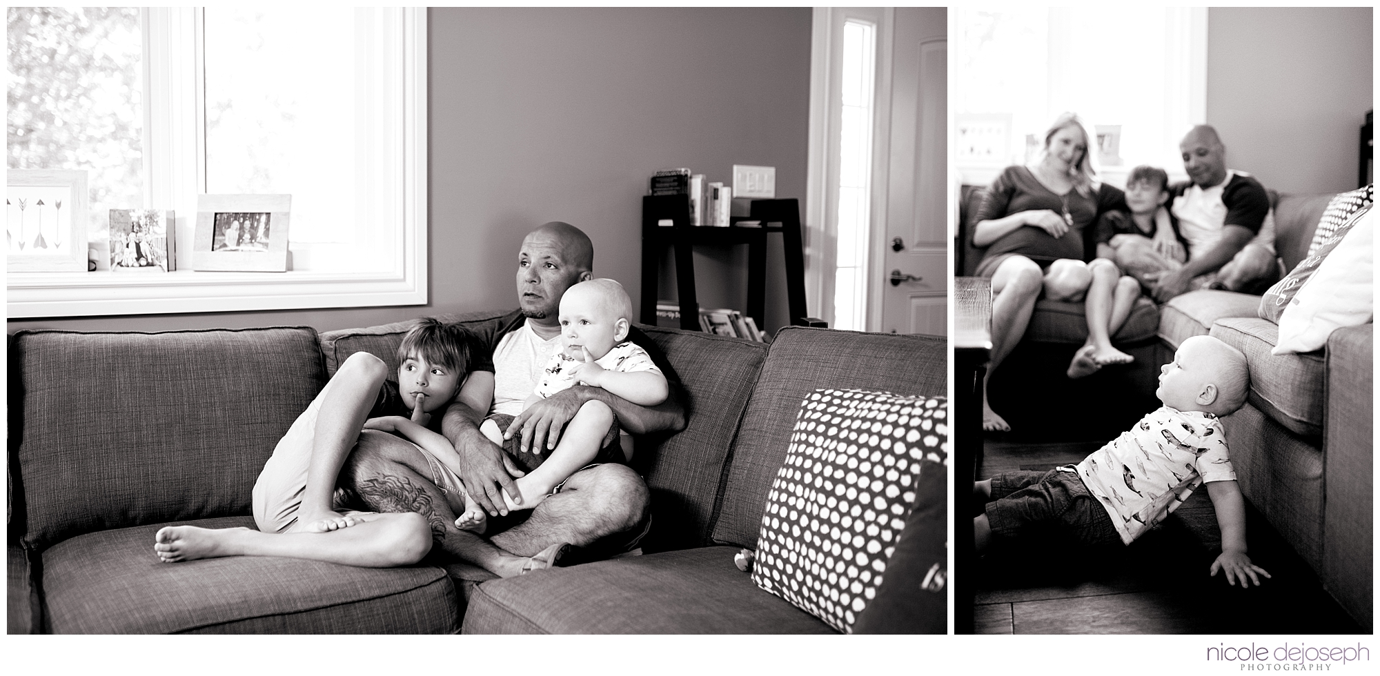 Britanie and Grayson's quiet days together before the new babe arrives. In home lifestyle maternity photographer. Nicole DeJoseph Photography; Chatham, Ontario wedding and lifestyle photographer.