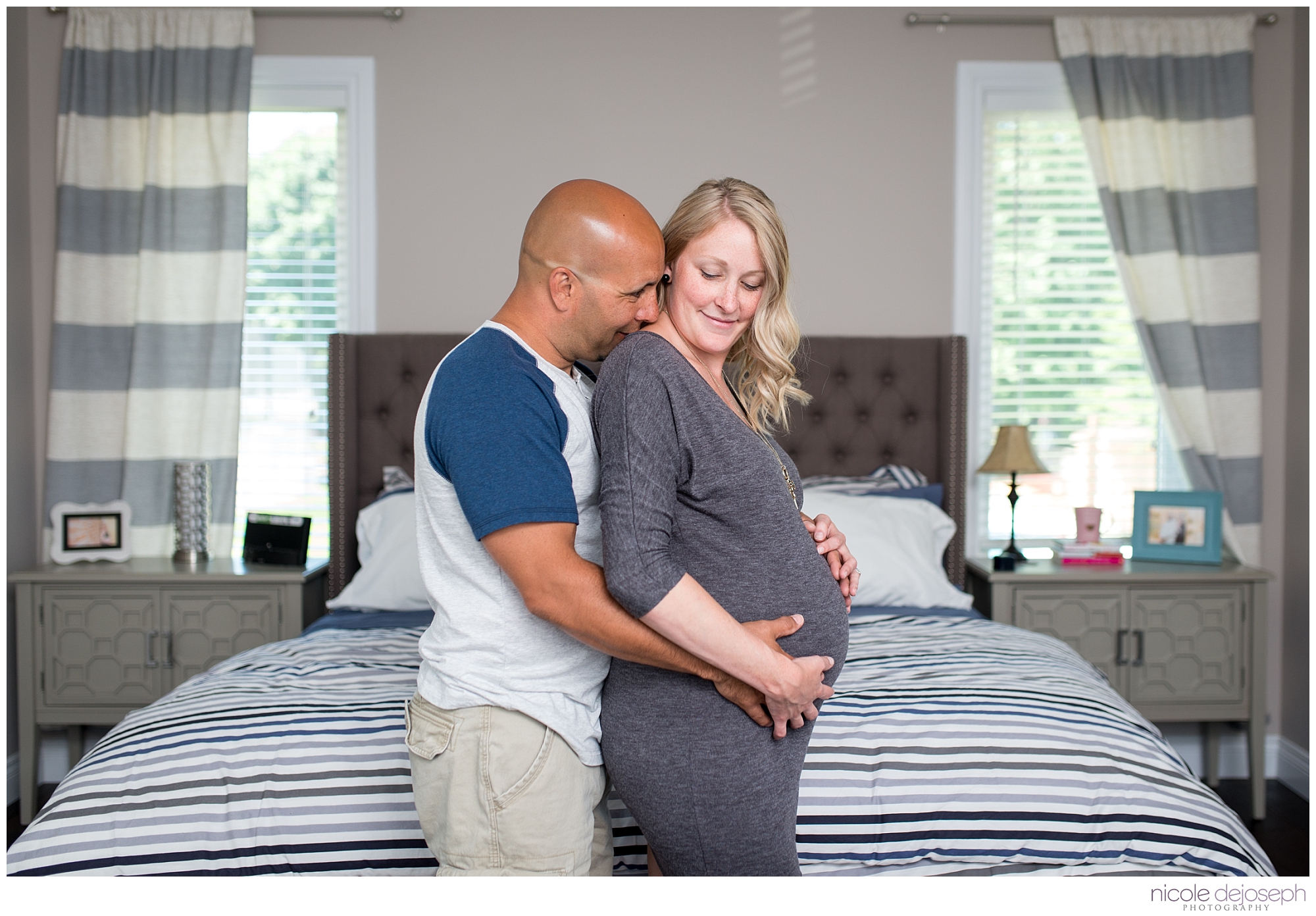 Britanie and Grayson's quiet days together before the new babe arrives. In home lifestyle maternity photographer. Nicole DeJoseph Photography; Chatham, Ontario wedding and lifestyle photographer.